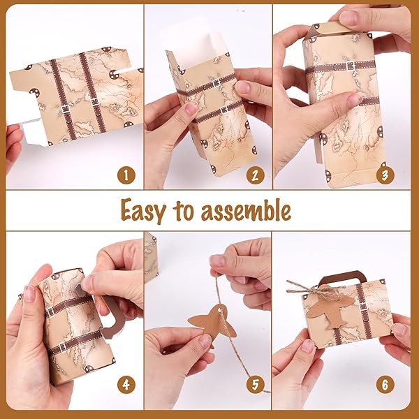 VGOODALL 50PCS Mini Suitcase Favor Boxes Vintage Kraft Paper Gift Bags for Party Wedding Decor with Tags and Twine Brown - Image 5