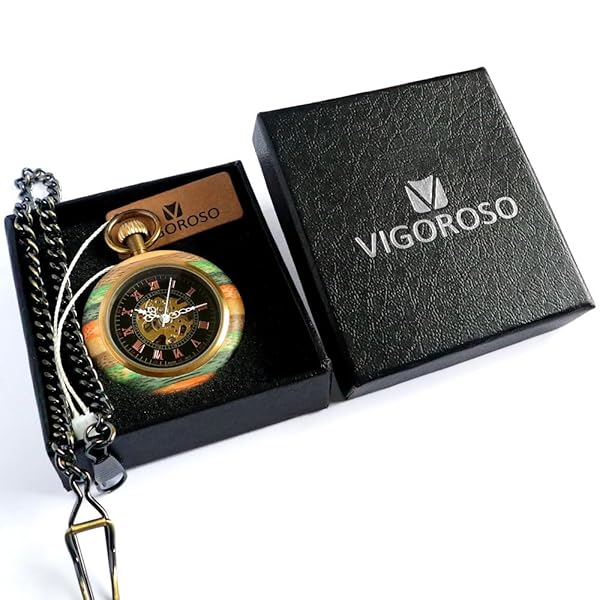 VIGOROSO Vintage Men's Pocket Watch Mechanical Manual Wind Up Chain Watch for Men and Women Perfect Gift for Dad and Mum - Image 4