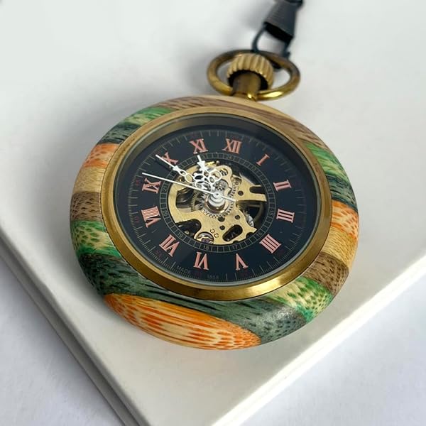 VIGOROSO Vintage Men's Pocket Watch Mechanical Manual Wind Up Chain Watch for Men and Women Perfect Gift for Dad and Mum - Image 8