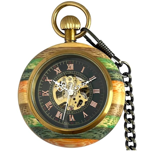 VIGOROSO Vintage Men's Pocket Watch Mechanical Manual Wind Up Chain Watch for Men and Women Perfect Gift for Dad and Mum - Image 3
