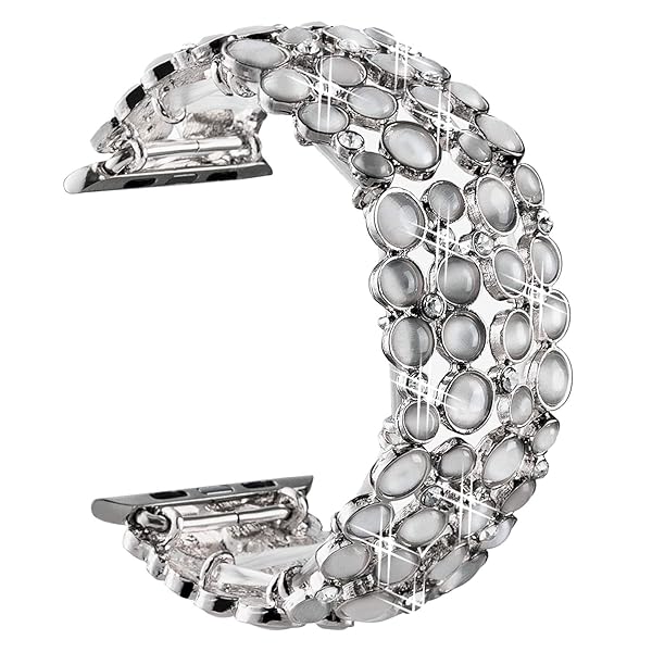 VIQIV Bling Bands for Apple Watch 38mm to 49mm Stylish Diamond Bracelet Metal Jewelry Wristband Strap for Women Silver