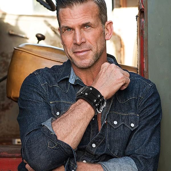 VIQIV Leather Band Compatible with Apple Watch Band 38mm 40mm 41mm, Studded Bracelet for Apple Watch Band Men, Vintage Punk Wristband Spike Bracelet - Image 3