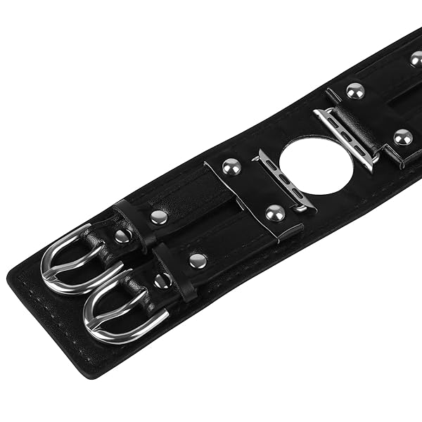 VIQIV Leather Band Compatible with Apple Watch Band 38mm 40mm 41mm, Studded Bracelet for Apple Watch Band Men, Vintage Punk Wristband Spike Bracelet - Image 7