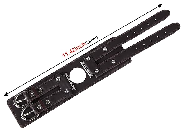 VIQIV Leather Bangle Watch Band for Apple Watch Series 8, 7, 6, 5, 4, 3, 2, 1, 9 8 Ultra 49mm, Vintage Punk Spike Design, Suitable for 6.3"-8.3" Wrist - Image 6