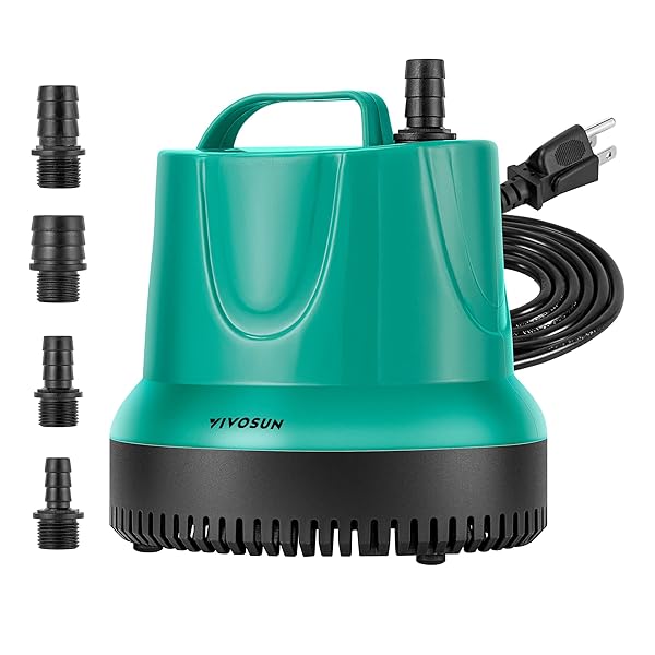 VIVOSUN 850GPH Submersible Pump for Fish Tank Pond Aquarium Hydroponics with 5ft Power Cord and 4 Nozzles Blue - Image 2