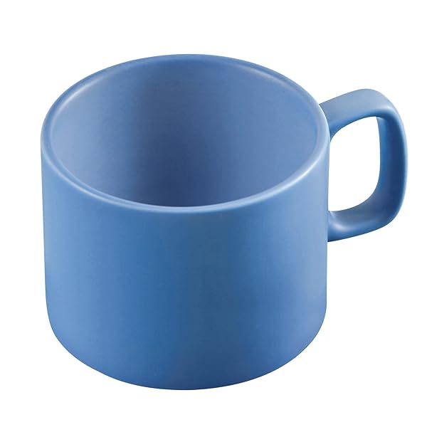 VOBAGA 11 oz Coffee Mug - Light Blue Flat-Bottom Tea Cup for Home & Office Warming