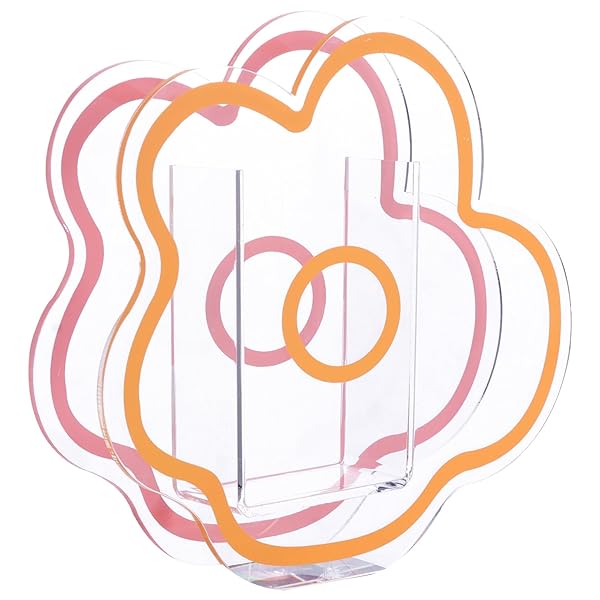 VOSAREA Pink Acrylic Cloud Shaped Flower Vase Elegant Modern Design for Home Office Wedding Decor and Make Up Brush Holder