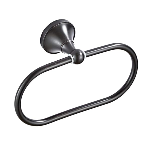 VOSAREA Copper Towel Ring - Modern Wall-Mounted Towel Holder for Bathroom & Kitchen in Black Chrome