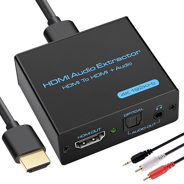 VPFET HDMI Audio Extractor 4K HDMI to Optical 3.5mm AUX Adapter Splitter Converter with HDCP Digital DTS 5.1 PCM Support