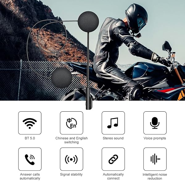 VR-Robot Bluetooth Motorcycle Helmet Headset: Noise Reduction, Auto Answer & Volume Control - Image 3