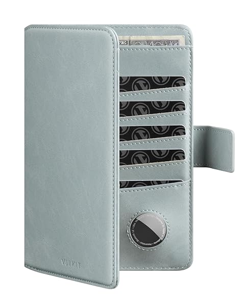 VULKIT Passport Holder Travel Wallet with Airtag Holder RFID Blocking Bifold Cover for Men and Women in Blue - Image 2