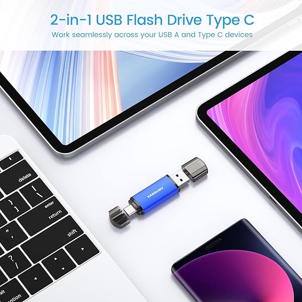 Vansuny 128GB 3 Pack USB Type-C Flash Drives Dual USB A and C OTG for Android Smartphone Tablet Computer Laptop Blue - Image 5