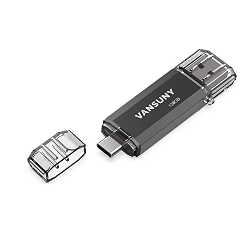 Vansuny 128GB Type C Flash Drive 2 in 1 OTG USB 3.0 Memory Stick for Android Smartphones Computers MacBook Tablets PC