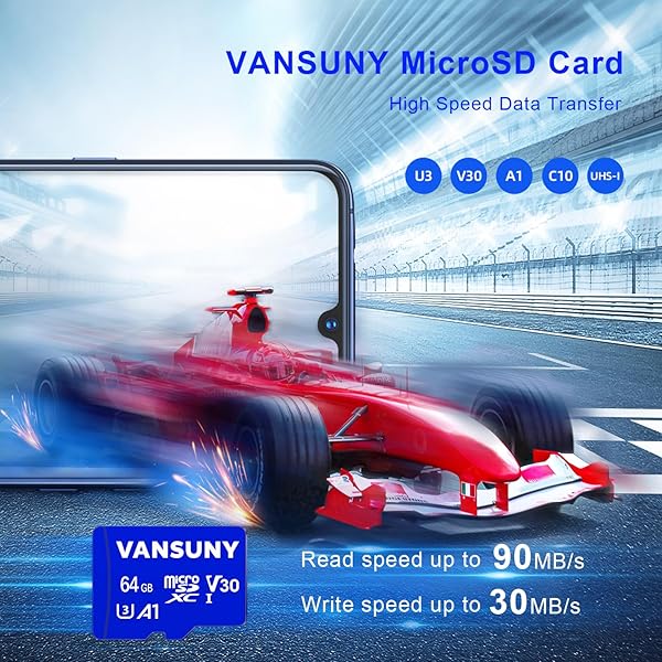 Vansuny 64GB Micro SD Card 3 Pack with SD Adapter A1 V30 4K Video Recording for Phone Security Camera Dash Cam Action Camera - Image 4