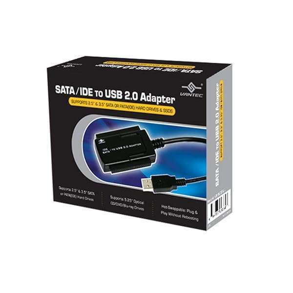 "Vantec CB-ISATAU2 SATA/IDE to USB 2.0 Adapter for 2.5", 3.5", 5.25" HDDs - Fast & Reliable Data Transfer"