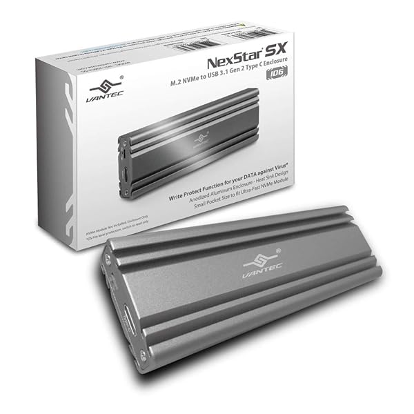 Vantec M.2 NVMe SSD to USB 3.1 Gen 2 Enclosure - Space Gray, ID6 (NST-206C3-SG) with C to C Cable - Image 3