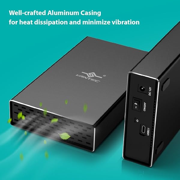"Vantec NST-371C31-BK: USB 3.1 Gen 2 Type-C 3.5" HDD/SSD Enclosure with Aluminum Casing & Cables" - Image 5