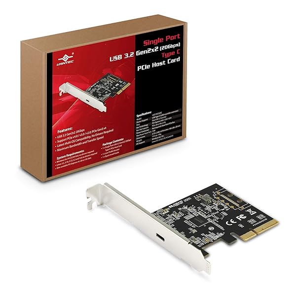 Vantec UGT-PCE320C: High-Speed USB 3.2 Gen2x2 Type C PCIe Host Card - 20Gbps Performance - Image 3