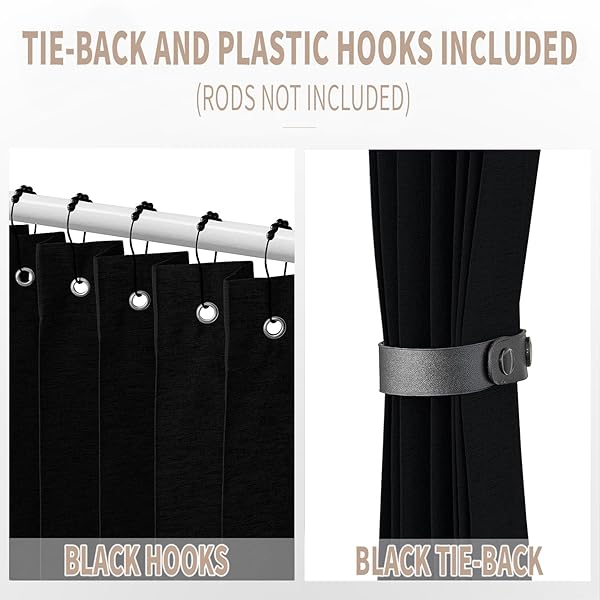 Vatge Closet Door Curtain Room Divider Drapes Pleated Folding Style Black 1 Panel with Tieback W39 x L78 Ideal for Bedroom Doorways - Image 5