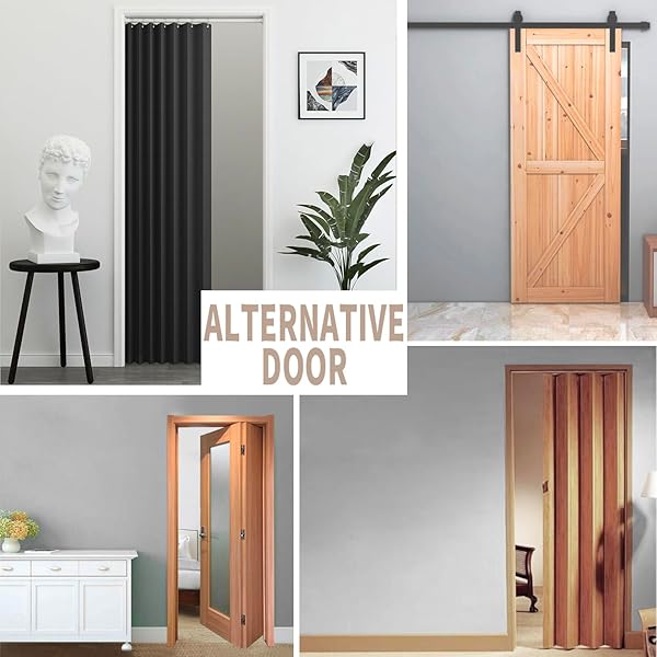 Vatge Closet Door Curtain Room Divider Drapes Pleated Folding Style Black 1 Panel with Tieback W39 x L78 Ideal for Bedroom Doorways - Image 8