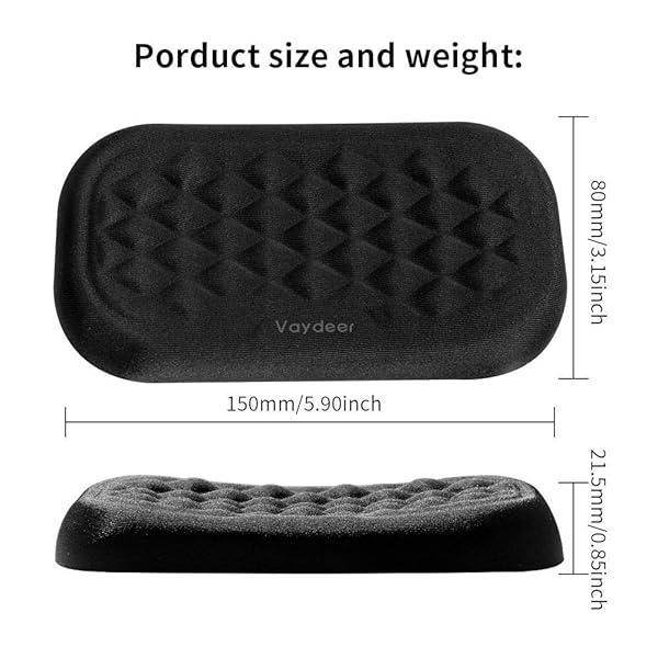 Vaydeer Memory Foam Mouse Wrist Rest Pad for Office and Computer Use Ergonomic Hand Support for Typing and Wrist Pain Relief Black 5.91 inch - Image 9
