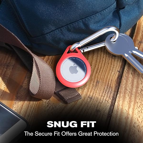 Vena Protective Silicone Case for Apple Airtag 4 Pack with AntiRust Carabiner for Keychain Pet Collar Backpack Luggage Black Red Blue Pink - Image 3