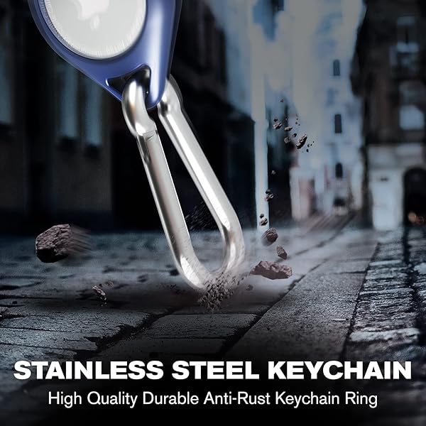 Vena Protective Silicone Case for Apple Airtag 4 Pack with AntiRust Carabiner for Keychain Pet Collar Backpack Luggage Black Red Blue Pink - Image 5