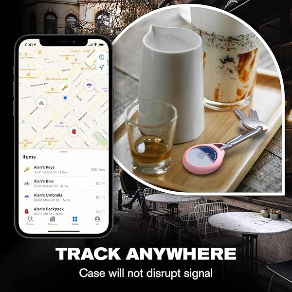 Vena Protective Silicone Case for Apple Airtag 4 Pack with AntiRust Carabiner for Keychain Pet Collar Backpack Luggage Black Red Blue Pink - Image 6