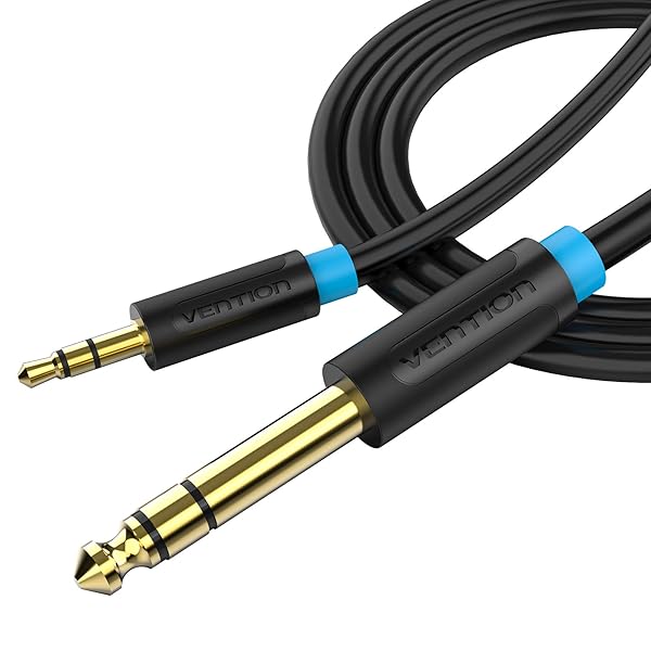 "Vention 1/8" to 1/4" Male Stereo Cable - 3.5mm TRS to 6.35mm Audio Cable for Guitar, Laptop & Home Theater (10ft)"