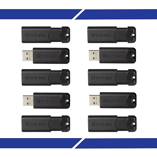 Verbatim 32GB USB 3.2 Gen 1 Flash Drive - Retractable Thumb Drive 10 Pack in Black