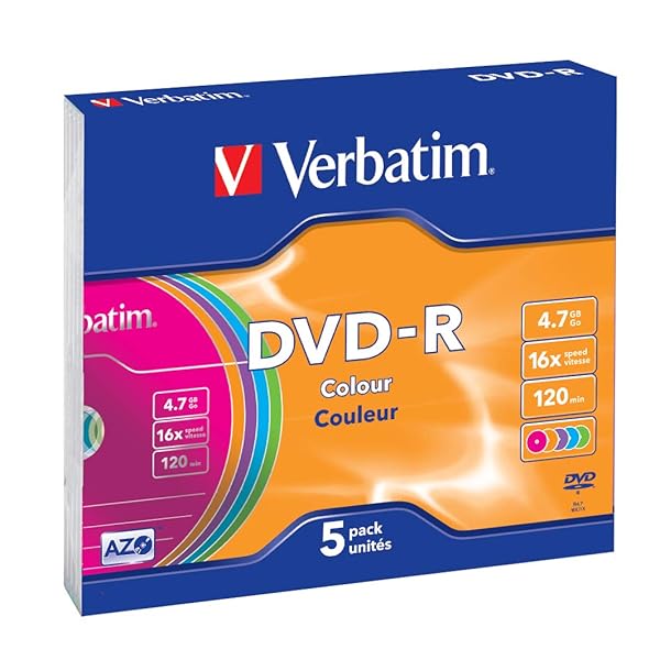 Verbatim Verbatim 43557 DVD-R 16x Non-Printable Slim Case - Pack of 5 for High-Quality Storage