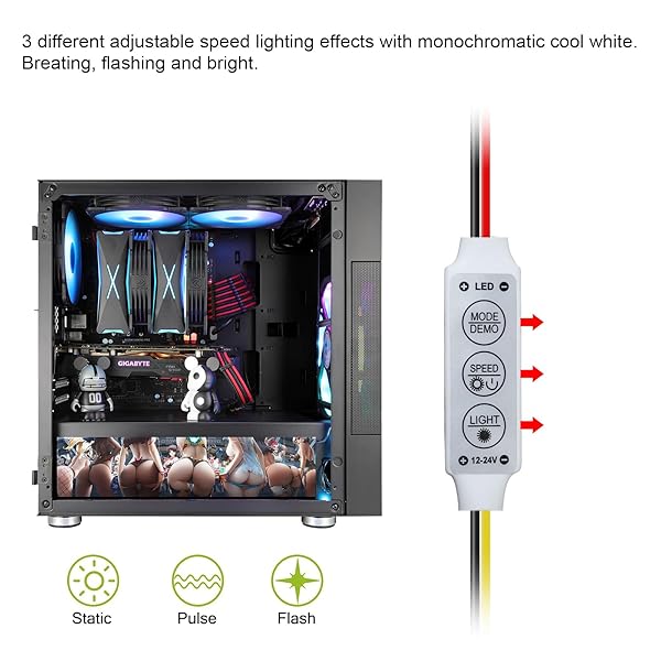 Vetroo B6 Display Board w/LED Lights for Computer PC Case Decor Full HD 2K Multi-Mode Function 12.2" x 3.1" (Horizontal, B6) - Image 3