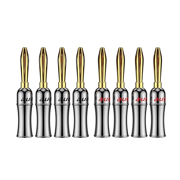 Viborg Audiocrast HiFi Speaker Banana Plugs Gold Dual Screws Locking Connector Terminals 8 Pack for Superior Audio Performance