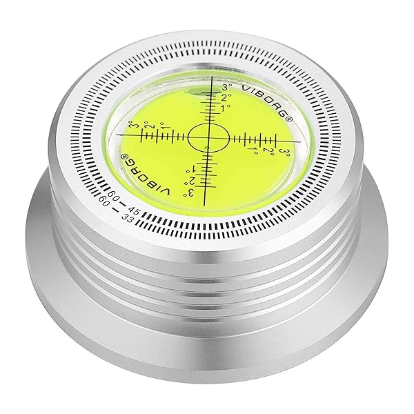 Viborg LP628S Record Weight Disc Stabilizer: 280G HiFi Turntable Clamp with Bubble Level - Vibration-Proof Silver Design