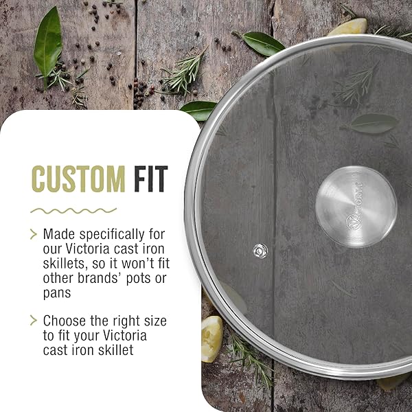 Victoria 8-Inch Glass Lid for Cast Iron Skillet - Perfect Fit for 7.5-Inch Victoria Pans - Image 6