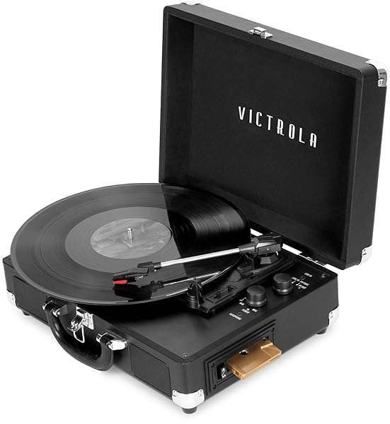 Victrola VSC-500BTC-BLK: Compact Vinyl Suitcase Record Player with Bluetooth & Cassette - Perfect for Music Lovers!