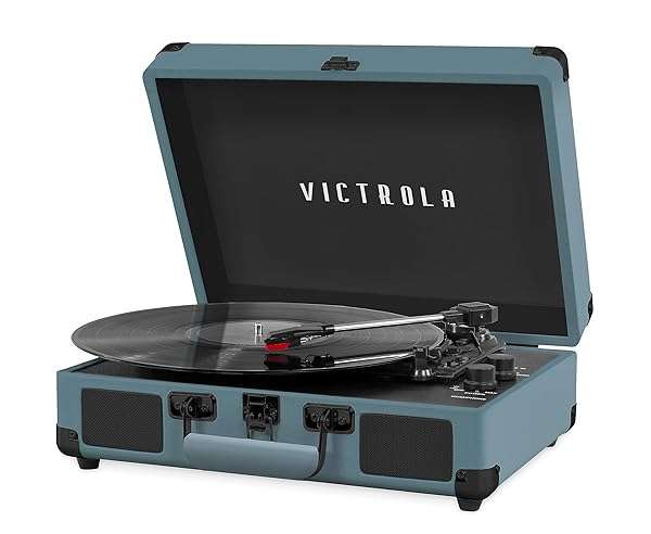 Victrola Vintage 3-Speed Bluetooth Record Player - Smoky Blue Turntable with Built-in Speakers | Model VSC-550BT-SMB - Image 3