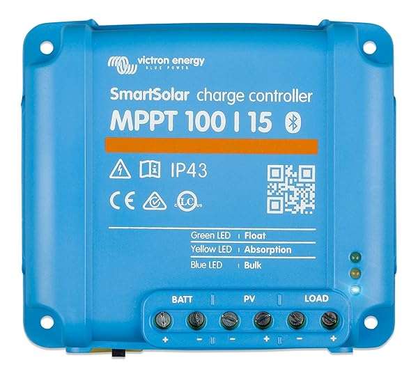 Victron Energy SmartSolar MPPT Charge Controller 15A - Bluetooth, 100V, 12/24V for Efficient Solar Panel Charging
