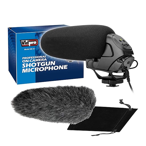 VidPro Vidpro XM-50 Professional On-Camera Shotgun Microphone for DSLR Cameras Camcorders Smartphones and Computers Ideal for Recording and Interviews