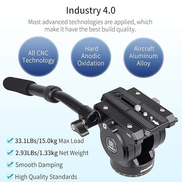 INNOREL H90 Video Fluid Head Tripod All Metal Panoramic Head for DSLR Cameras and Camcorders Max Load 33lbs 15kg - Image 4