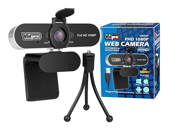 VidPro Vidpro CM-HD 1080P Full HD Webcam with Microphone and Tripod for Video Calls Meetings Live Streaming and Gaming