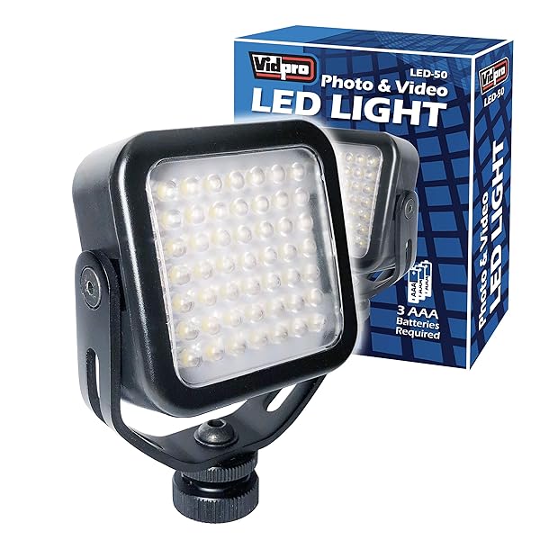 Vidpro LED-50 Photo and Video Light with Dimmer and Magnetic Mount for DSLRs Mirrorless Cameras Phones Conferencing and Vlogging