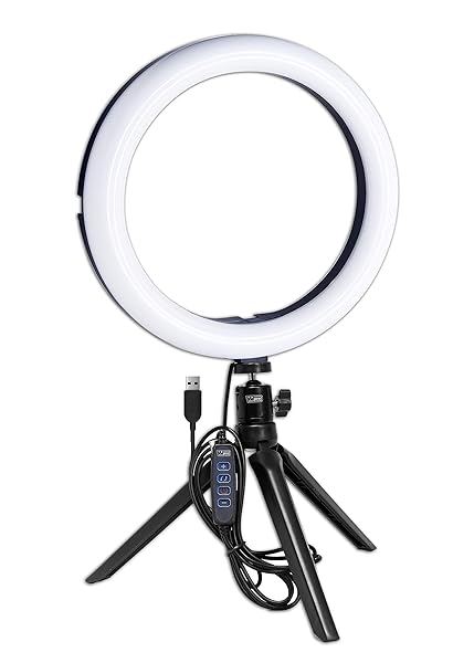 VidPro "Vidpro RL-10 LED Ring Light Kit: 10" USB Powered for Portraits, Makeup, Vlogs & YouTube - Adjustable Color Temperature"