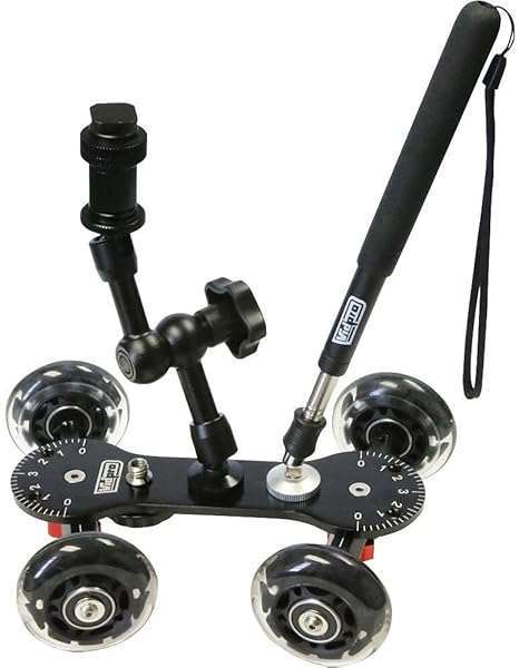 VidPro Vidpro SK-22 Skater Dolly: Smooth DSLR Slider with 25 Lbs Capacity & 7 Mounting Points for Perfect Low-Level Shots