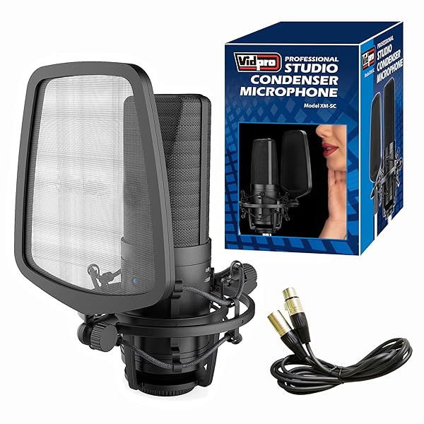 Vidpro XM-SC Cardioid Condenser Microphone with Shock Mount & Pop Filter for Artists & Musicians - Image 2