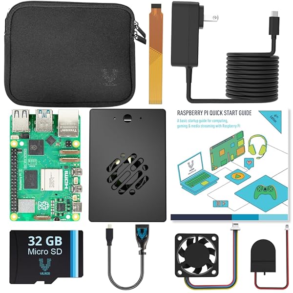 Vilros Vilros Raspberry Pi 5 Starter Kit Turbo Cooled Edition 32GB Memory Aluminum Black