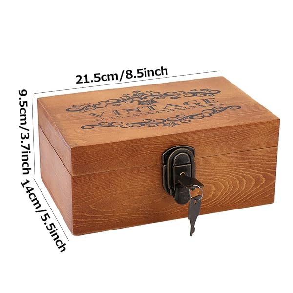 Vintage Wooden Treasure Boxes with Lock & Key | Stylish Jewelry Storage & Home Decor - Image 4