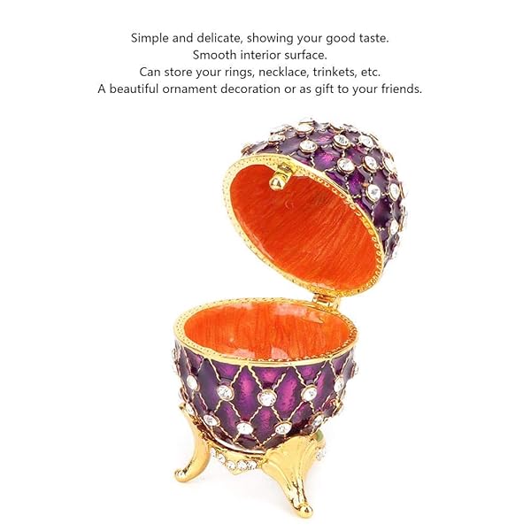 Unique Vintage Egg Trinket Box - Hand-Painted Enameled Jewelry Box for Collectors & Home Decor (Limited Edition Eggplant) - Image 4