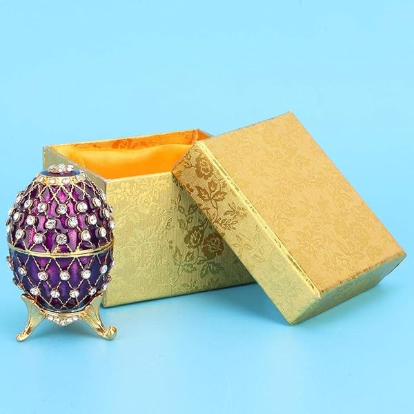 Unique Vintage Egg Trinket Box - Hand-Painted Enameled Jewelry Box for Collectors & Home Decor (Limited Edition Eggplant) - Image 7