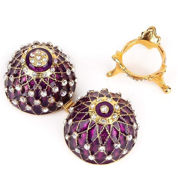 Unique Vintage Egg Trinket Box - Hand-Painted Enameled Jewelry Box for Collectors & Home Decor (Limited Edition Eggplant) - Image 9